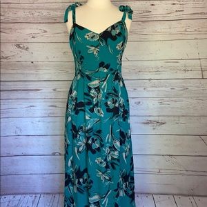 teal floral maxi dress
